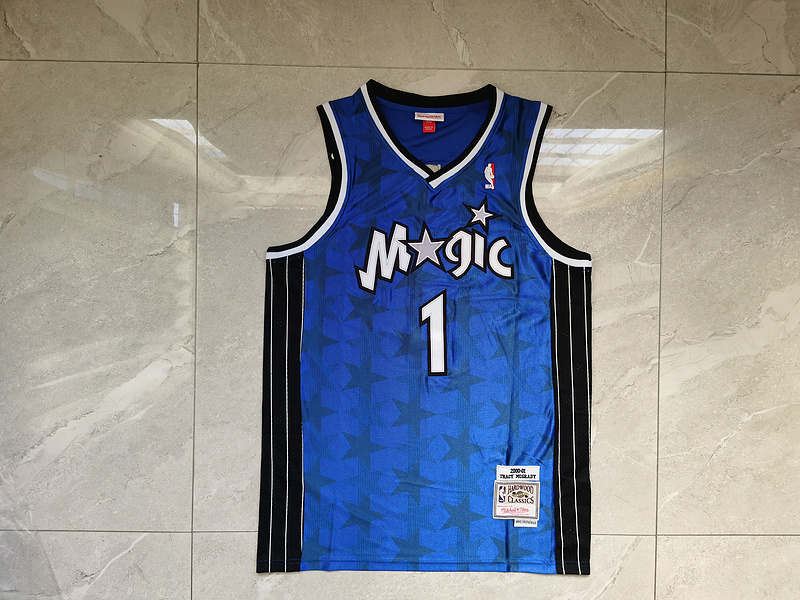Men Orlando Magic #1 Tracy Mcgrady Blue Throwback 2024 NBA Jersey